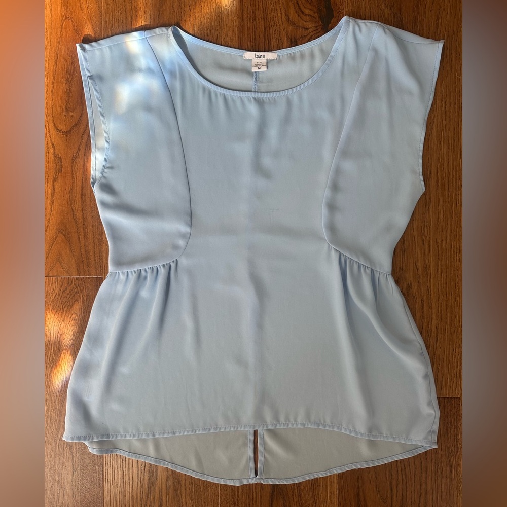 Bar III by Macy's Sleeveless Peplum Blouse, Light Blue, Medium